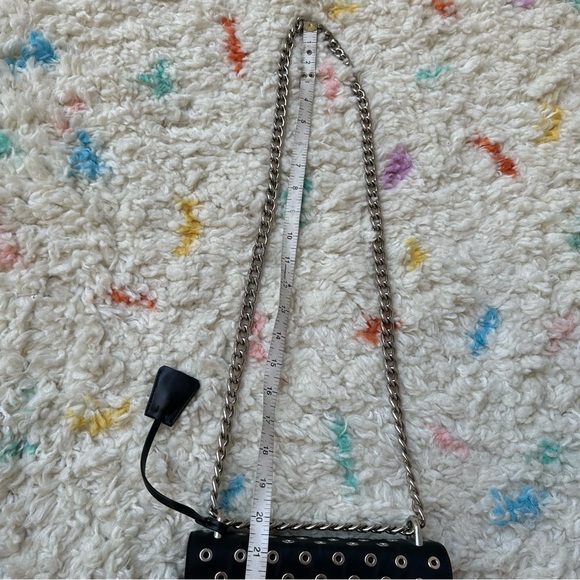 Prada | Black Tessuto / Calfskin Grommet Chain Shoulder Bag - Picture 14 of 17